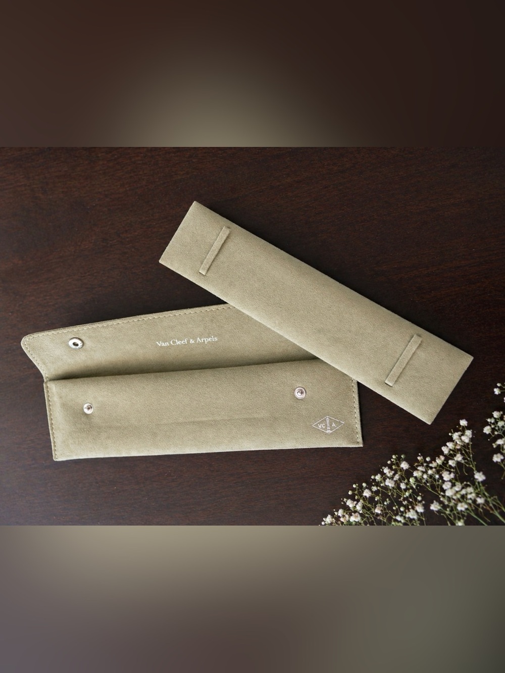 Van Cleef & Arpels Suede Watch Bracelet Travel Pouch VCA